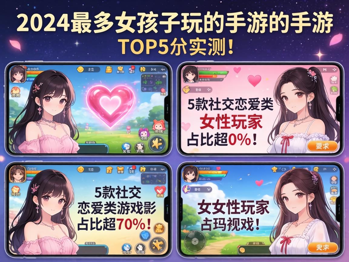 2024最多女孩子玩的手游TOP5实测,这5款社交恋爱类游戏女性玩家占比超70%!