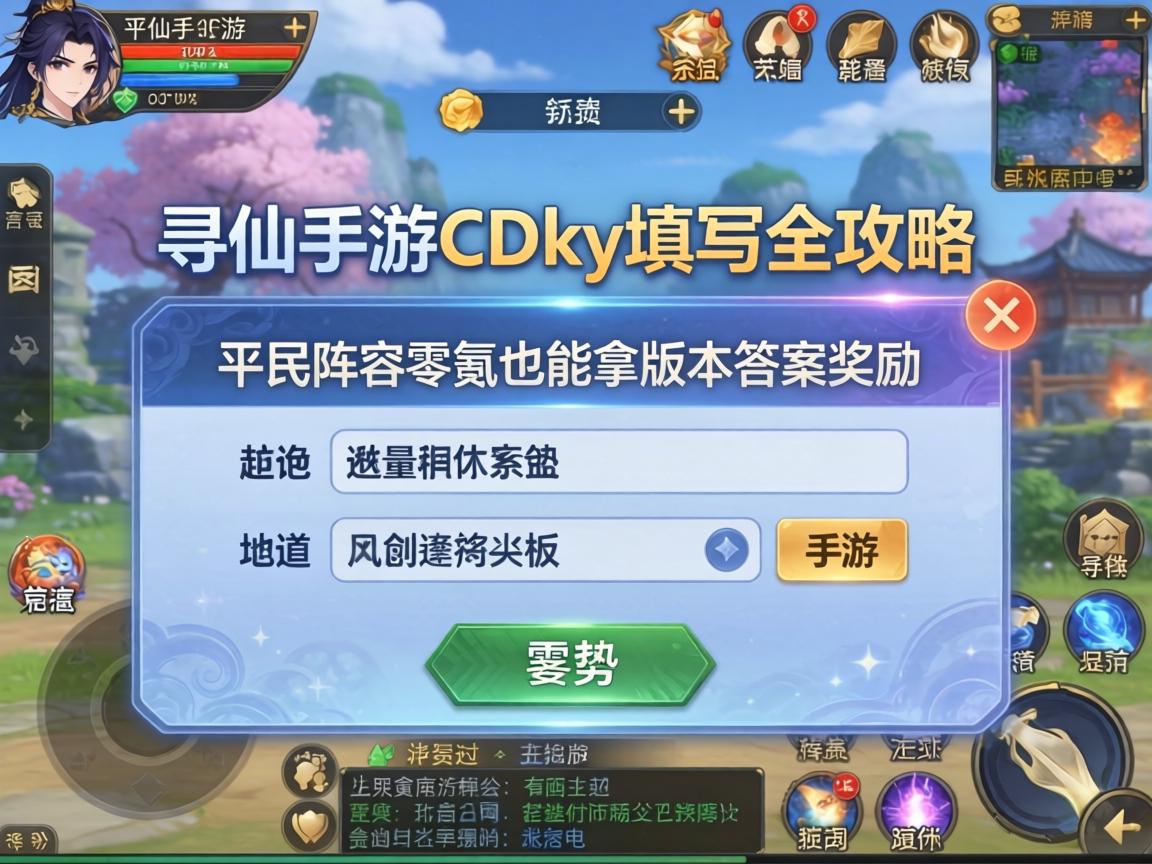 寻仙手游CDKey填写全攻略，平民阵容零氪也能拿版本答案奖励