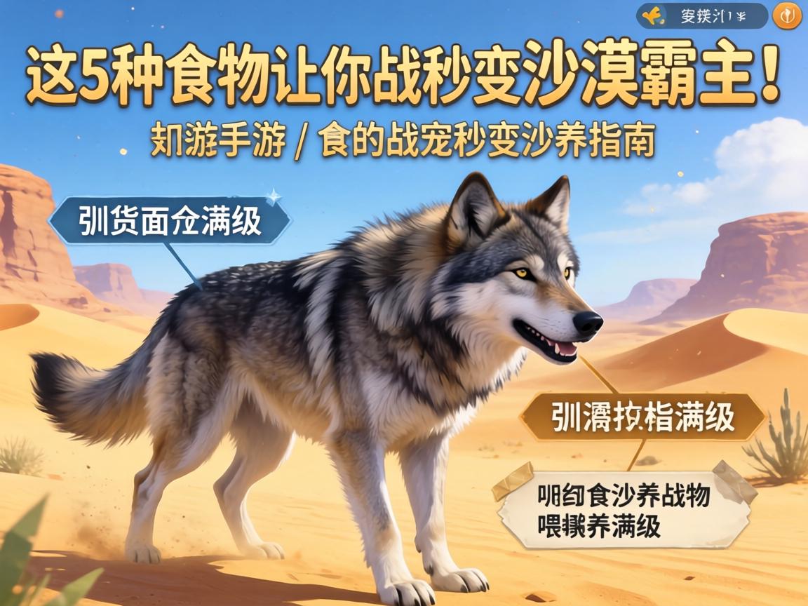 方舟手游沙漠狼喂养指南，从驯服到满级，这5种食物让你的战宠秒变沙漠霸主！