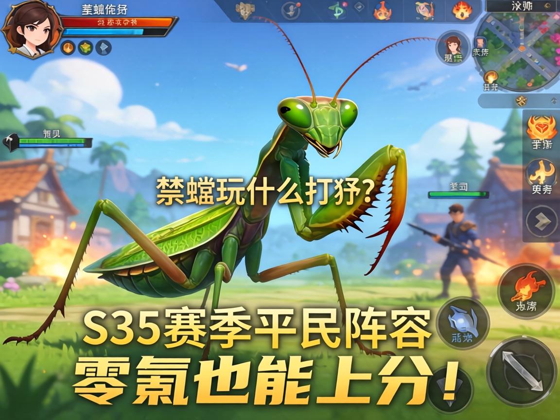 手游禁螳螂玩什么打野？S35赛季平民阵容打野攻略，零氪也能上分！