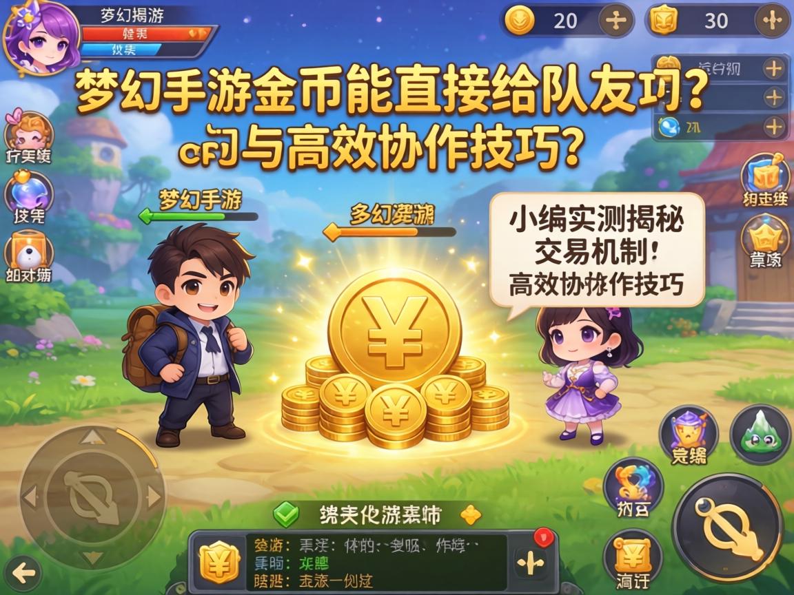 梦幻手游金币能直接给队友吗?小编实测揭秘交易机制与高效协作技巧