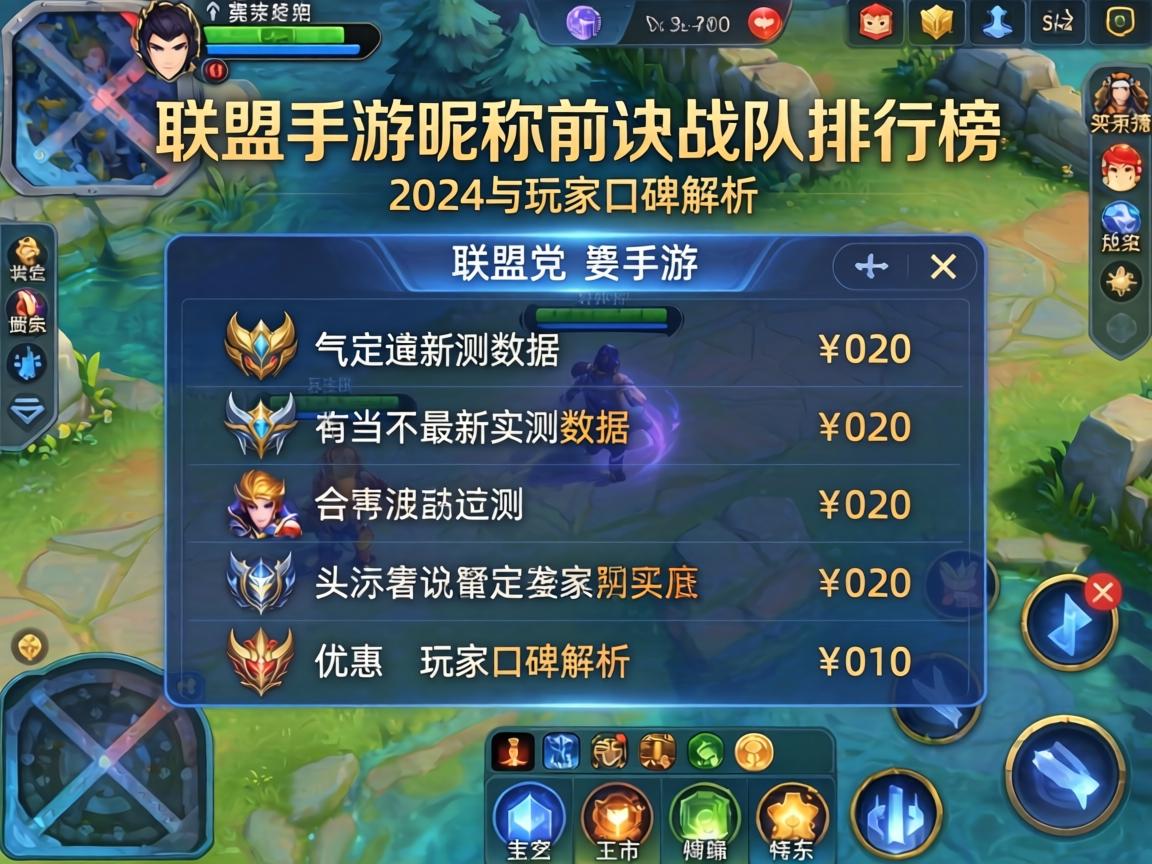 联盟手游昵称前缀战队排行榜,2024最新实测数据与玩家口碑解析